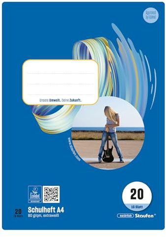 Staufen Style Schulheft - 10 Hefte à 16 Blatt, DIN A4, 80 g/m², blanko