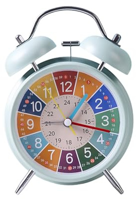 Reloj despertador de doble campana con sonido de despertar fuerte y retroiluminación mate, para estudiantes y profesionales que duermen pesadamente