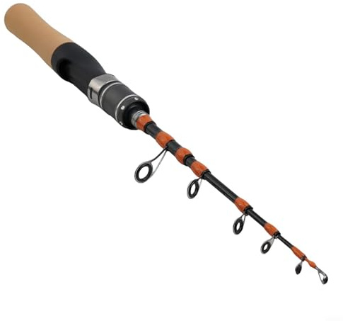 Caña de pescar telescópica y spinner, UL Power, caña de pescar portátil ultraligera, 150 cm, caña de pescar telescópica con 6 anillas, 4-10 lb