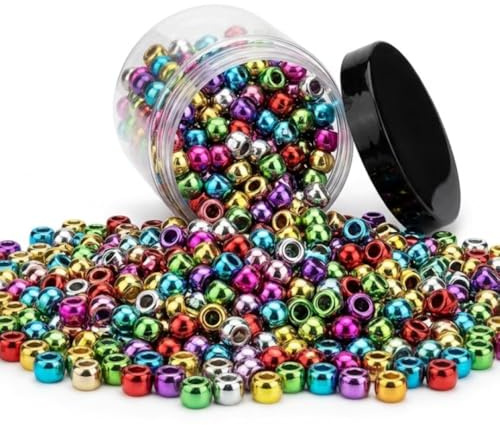Springboard Metallic Silver & Gold Beads (112g), Shiny Crafting Beads for Kids Bracelet Making, EYFS Collage & Threading Art