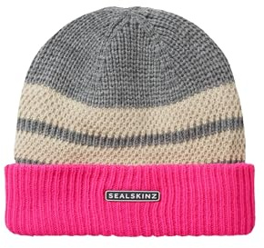 SEALSKINZ Waterproof Bittering | Cold Weather Textured Roll Cuff Beanie Pink