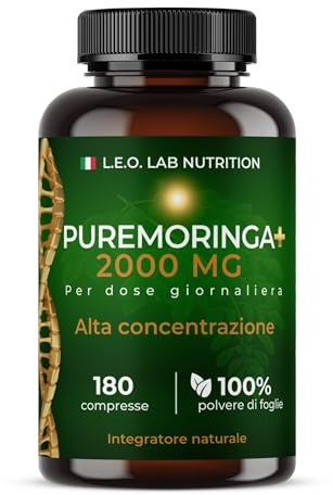 Moringa Oleifera Pura 2000mg 180 Compresse - Fonte Naturale di Vitamine, Minerali e Antiossidanti, Supporta le Naturali Difese dell'Organismo