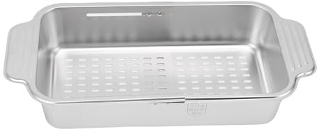 Tissting Colino da estendibile in acciaio inox 304, setaccio lavandino per frutta verdura, cestello drenante lavello regolabile, lavello multifunzione (Grandi dimensioni 1,69 X 9,06 pollici)