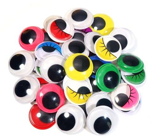 TOAOB 40 unidades de ojos móviles autoadhesivos, redondos, negros, blancos y coloridos, 25 mm, ojos de plástico para álbumes de recortes, manualidades y accesorios