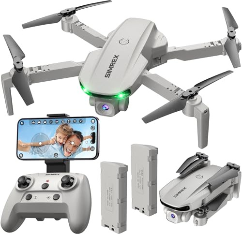 SIMREX Drone With Camera for Kids Beginner & Adults – Foldable RC Quadcopter with Altitude Hold, Optical Flow Positioning, Indoor Mini Drone with One Key Start, Gift for Boys & Girls & Teenagers