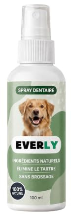 Everly Spray Dentaire Chien, Spray Dentaire Anti tartre Pour Chien 100ml | Élimine le Tartre et la Mauvaise Haleine, Pour Chiots et Chiens de Toutes Tailles