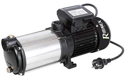 Ribimex Mehrstufige Jetpumpe Pro-Serie mit 5 Laufrädern, 1450 W, Fördermenge 5400 L/h, Förderhöhe 55 m, Saughöhe 7 m, Edelstahlgehäuse, Aluminium-Motor, Edelstahlwelle AISI 416 – PRMCA5PRO