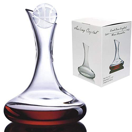 Amlong Crystal Lead-Free Large Wine Decanter, Red Wine Carafe, Wine Gift, Wine Accessories 58 oz(1700ml), with Crystal Basketball Stopper