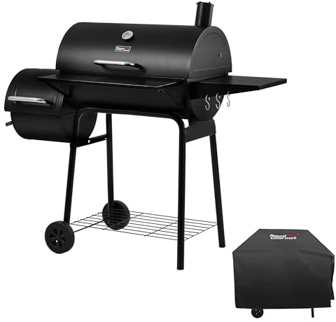 Royal Gourmet CC1830SC Charcoal Grill Offset Smoker with Cover, 823 Square Inches, Black, Perfect for Backyard Cooking, Outdoor Camping