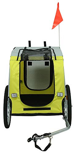 sarah Rimorchio per Trasporto Cani Cane Pieghevole Animali Carrello carrellino trasportino rimorchi da Bici Bicicletta Dog （Grigio Giallo）