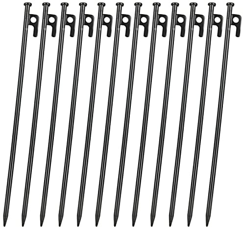 12PCS Tent Stakes Heavy Duty, 16Inch Metal Camping Stakes Tent Pegs for Outdoors Mountain-Climbing Camping Hiking