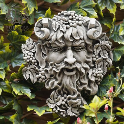 Bacchus Greenman Plaque en pierre | Statue décorative pour jardin ou extérieur