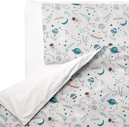 Flyideas Juego de Funda Nordica y Almohada 180x120 cm / 60x40 cm, 2 pz - para Cama/Colchon Individual Infantil - Sabanas y Ropa de Cama para Bebés, 100% Algodon