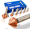 TJR® Fraise conique à 90° Ø 6,3-20,5 mm en acier HSS avec revêtement - Très tranchant - Kit d'ébavurage et d'ébavurage pour bois, métal et plastique dans une boîte de rangement (HSS 4241 avec