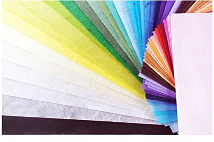 50 fogli di carta di gelso in colori assortiti, per origami, lavori manuali, decoupage, carta artistica giapponese Washi, realizzati a mano (vari colori)