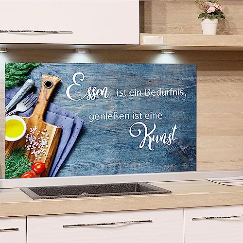 GRAZDesign Spritzschutz Küchenrückwand Glas Küche für Herd & Küchenspüle, Spruch - Glasplatte für Rückwand Küchenwand Wandschutz 60x40cm