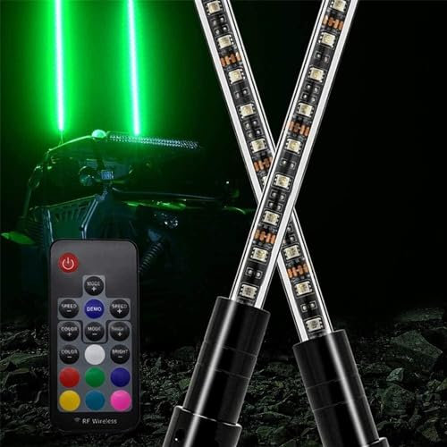 Kanduo JSY Drapeau d'antenne de lumière de Fouet de LED, lumières de Fouet de LED, fouets éclairés par rvb de 20 Couleurs, 2 pièces Feux de Fouet à LED (Size : 4FT)