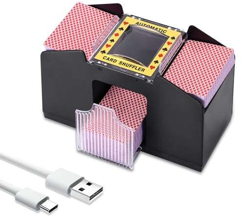 ZONJIE Mélangeur Automatique de Cartes 4 Jeux de Cartes de Casino électronique, mélange de Cartes de Poker de Casino, Fonctionne avec des Piles USB/C, trieur de Cartes aléatoire, Accessoires d'outils