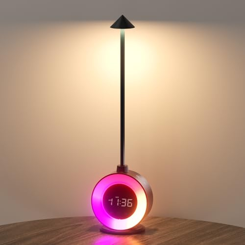 3 in 1 Lichtwecker Sonnenaufgang, 7 Schlafgeräusche Tageslichtwecker Tischlampe, Sonnenaufgang Wecker mit Licht, Wake up Light Wecker Digital , 12 Farben Atmosphäre Nachtlampe für Tiefschläfer Kinder.