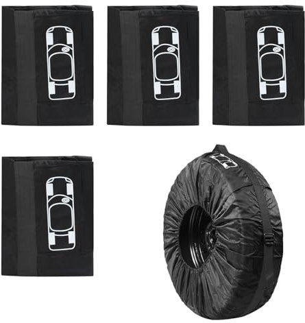 Rundago Reifentaschen Set, Reifenschutzhülle für 4 Reifen, Auto Reifentasche Waterproof Staubdicht, Reifentüten für Reifen 19-23 Zoll, Reifensäcke Waschbar (Weiß + Schwarz)