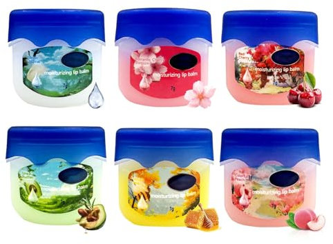 Hydrating Lip Balm Set, 6 Stück Feuchtigkeitsspendende Lippenpflege, Lippenmaske Set für Lippenpeeling, Nährende Lippenbalsam Verblassende Lippenlinien, Lip Sleeping Mask Hydrating, Lip Treatment