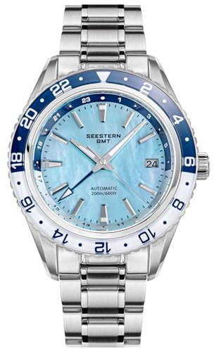 S456.BW Seestern GMT Fashion Mechanische Taucheruhr Herren Automatik Mechanische Uhr Stahl Möwe 1963, silber, 41 mm, Armband