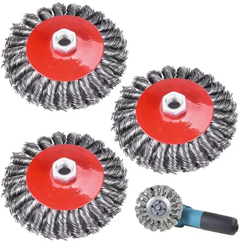 Set di 3 spazzole metalliche per smerigliatrice angolare, M14, 125 mm, per smerigliatrice angolare, smerigliatrice angolare, spazzola a tazza, smerigliatrice angolare, spazzola metallica per