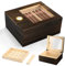 Gxpjycfob Cigar Humidor, Double Wall Cigar Humidor Wooden Storage Box, Cigar Storage Box with Divider and Digital Hygrometer, Gift Accessories for Mensologists (25-50 Cigars)