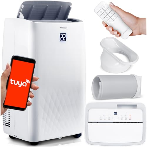 Berdsen Mobiles Klimagerät 5-in-1 14000 BTU - Kühlung, Heizung, Entfeuchtung, Ventilation, Schlafmodus - Tuya Smart App - Energieeffizient