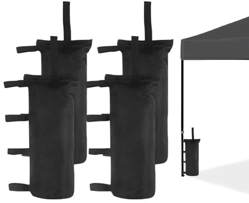 Lot de 4 Sac de Lestage pour Tonnelle Poids, Sac de Poids pour Tonnelle 20 * 50cm Sac Lestage Épaissir, Leste pour Pied de Tonnelle en Oxford 600D pour Auvent, Tente, Tonnelle, Mobilier D'extérieur