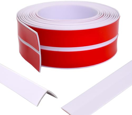 Moulure Murale Adhesive, Baguette d’Angle PVC Cornière Moulure Murale Autocollante Protection Profilé Souple pour Bordure de Carrelage Plafond (Blanc Brillant, 2cm×3m)