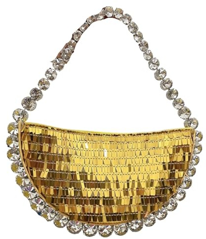 DKJAHSEK Glitter Handväska Kvinnor Axelväska Strass Flash Diamond Axelväska Kudde Axelväska Perlit Layer Axelväska för Kvinnor