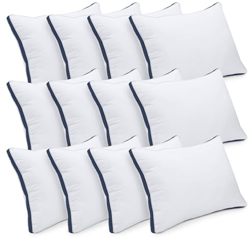Utopia Bedding Pillows 12 Pack Queen Size, (Navy) Luxury Hotel Quality Pillows, Brushed Fabric, Bed Pillow for Back, Stomach or Side Sleepers - 18 x 26 inch / 45 x 66 cm