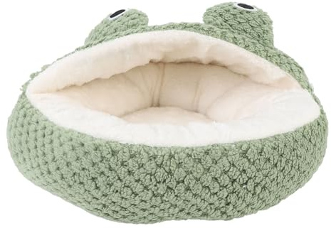 NOENNULL Sofá cama para mascotas, lindo en forma de rana, suave, cómodo lugar de descanso para gatos y perros, cama de sofá lavable para todas las estaciones (L)
