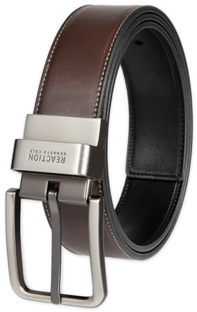 Kenneth Cole REACTION Men's Reversible Belt, Oil Tanned Black/Brown, 34 (Single reversible belt)