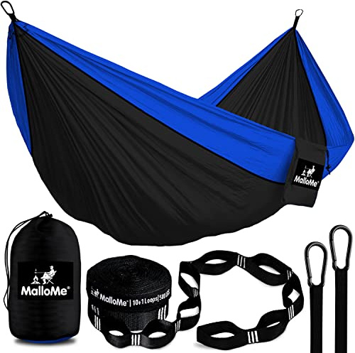 MalloMe Hamac de Camping de Voyage Ultra Léger Imperméable avec 2 Mousquetons Premium - Hamac de Jardin - Hamacs Camping 1 & 2 Places Doubles, Hamaca, Montagne et Camper Acccesseurs utiles