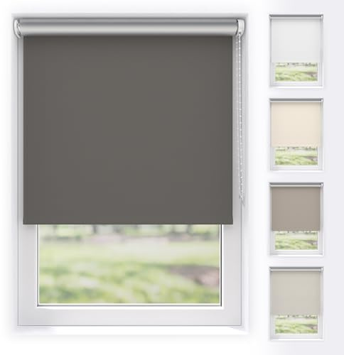 EFIXS Thermorollo Silver Reflex - Breiten: 60-240 cm - Höhen bis 240 cm - Hier: 120 cm x 190 cm (Stoffbreite x Höhe) - dunkelgrau (5900) - Hitzeschutzrollo - Verdunklungsrollo