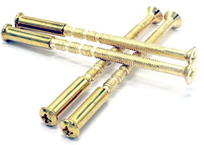 FixitFlo Tornillos de conexión de latón M4, de atrás a atrás o macho a hembra, tirador de puerta, pomo o roseta (4 tornillos de conexión de latón)