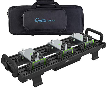 GUITTO Pedalboard för gitarr, säker kläm-på-design, pedalbräda i aluminiumlegering med bärväska, inget lim behövs för effekter pedaler, för spelningar och repetitioner, GPB-01 Small