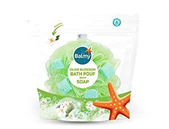 Pouf de bain avec morceaux de savon - Fleur d'olivier