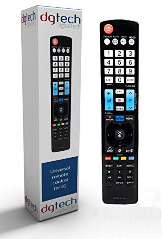 DigitalTech® Universal-Fernbedienung SMART TV für LG-Fernseher. Schaltflächen für Videoplattformen wie Netflix. Kompatibel mit mehr als 250 Modellen von LG-Fernbedienungen.