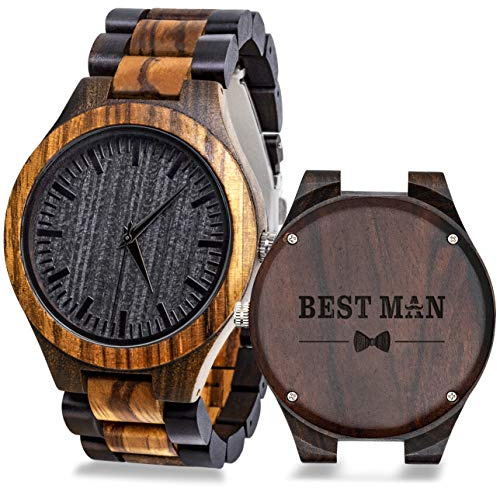 kullder Groomsmen Gifts for Wedding Personalized Engraved Watch for Best Man Mens Custom Wooden Watches for Men Personalized Best Man Gifts Ideas