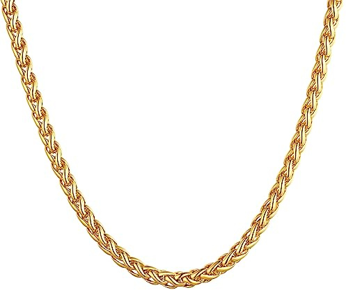 U7 Largeur 3MM Chaîne Homme 51cm Palqué Or Acier Inoxydable Chaine pour Pendentif Hip Hop Chain Necklace Chaine Acier Inoxydable Homme