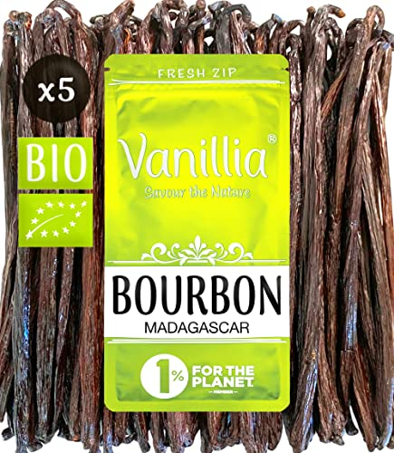 BIO • 5 XL Gousses de Vanille Bourbon BIO de Madagascar - GRAND CRU 2025 - Gousse XL 15/18cm - FreshZIP Vanillia