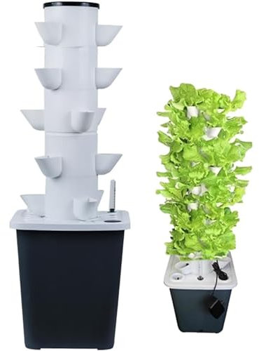 McbeAn Système De Culture Hydroponique De Jardin, Tour Hydroponique, 15/25/30 Trous en Option, Plantation Tridimensionnelle, Gain De Place, Facile À Assembler, pour Laboratoire De Projet Scolaire