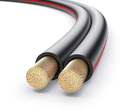 PureLink Cavo per altoparlanti cavo per altoparlanti OFC 2x4,00mm² 0,20mm, 50,0m, cavo in rame puro per cabinet di altoparlanti hi-fi subwoofer, cavo audio con etichettatura di polarità, nero