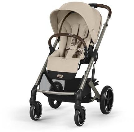 CYBEX Gold Cochecito Balios S Lux, Posición Reclinada Ergonómica, Sistema de Arnés con Una Sola Mano, Desde el Nacimiento Hasta 22 kg (Aprox. 4 Años), Almond Beige