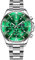 OLEVS Herrenuhr Silber Edelstahl Wasserdicht Einfachheit Armbanduhr Chronograph mit Ddatumsanzeige Buisness Grün Herren Kleid Uhr Großes Gesicht Leuchtend Klassisches Analog Quarz Uhr Herren