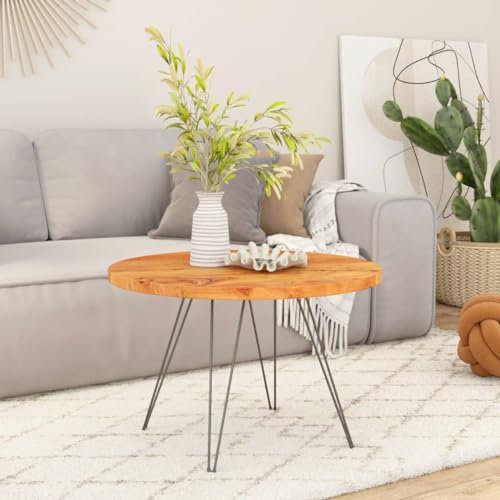 Generisch Kangmusi Tischplatte Ø90x2,5 cm Rund Massivholz Akazie, 370056