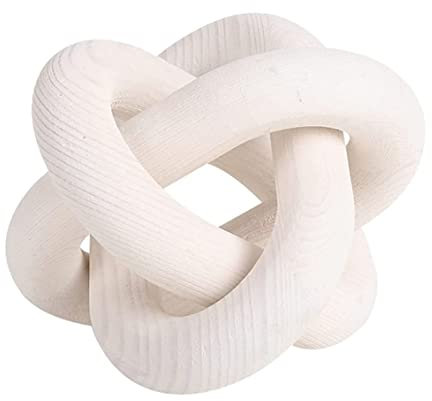 Decorazione a maglie di catena in legno bianco Decorazione a maglie di catena in legno a 3 maglie da 6 pollici Nodo a catena decorativo intagliato per decorazione da tavolino da caffè Nodo in legno Ac